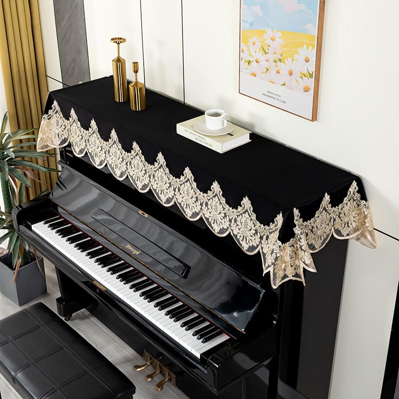 Amazon.com: Piano cover - piano Cover Scarf - New Scandinavian Modern Minimalist - lace Embroidery Piano Cover - can Decorate, Dust (Black) : Musical ...