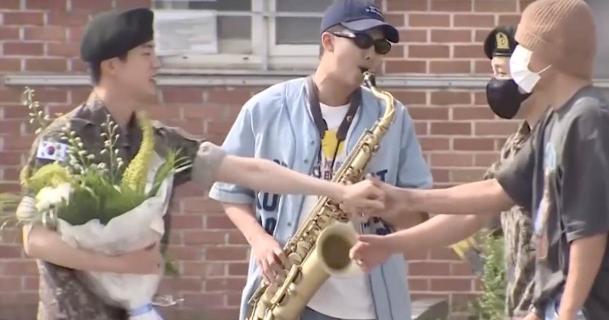 BTS: RM plays Dynamite on saxophone as Jin completes military service |  Culture | Independent TV