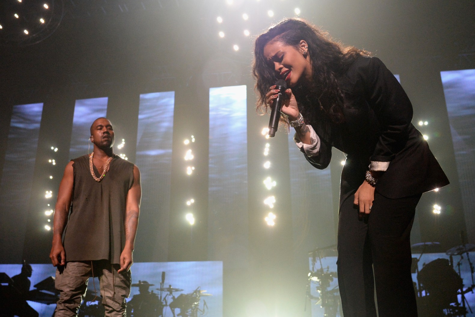 Rihanna, Kanye West Perform Together at Pre-Super Bowl Party